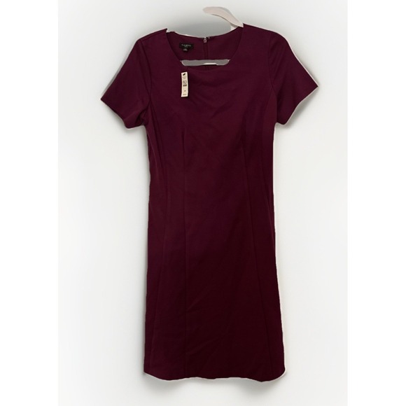 Talbots Dresses & Skirts - Talbots Merlot Burgundy Sheath Dress with Pleated Hem 10p NWT